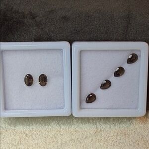 Smoky Quartz Loose Gemstones Bundle Of Two Sets 4 pc 7x5 pear, 2pc 7x5 Oval